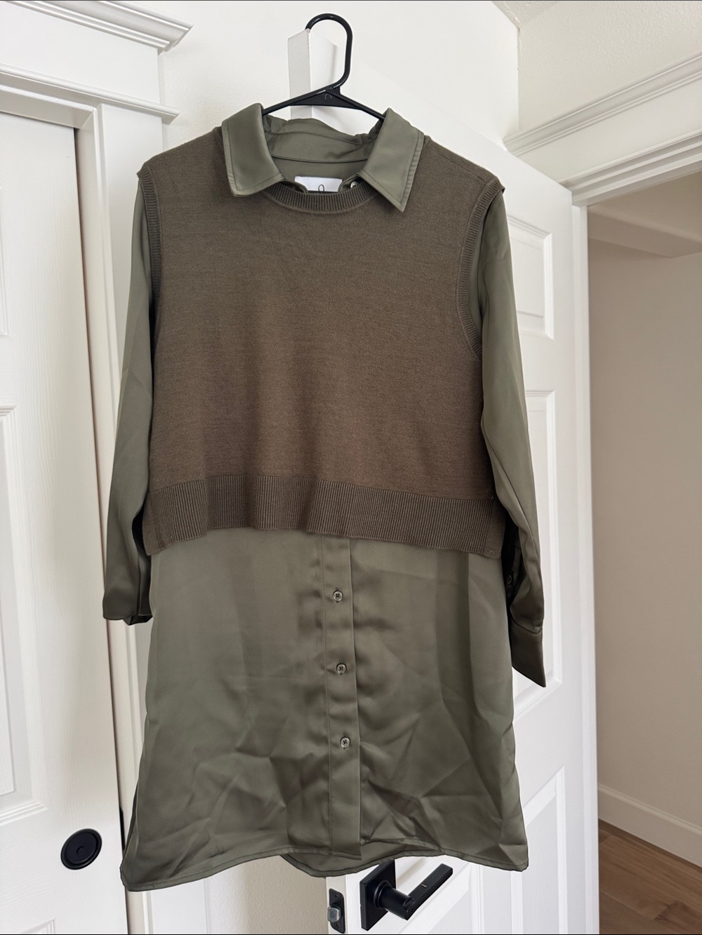 Sam Edelman Olive Layered Button-Down Shirt